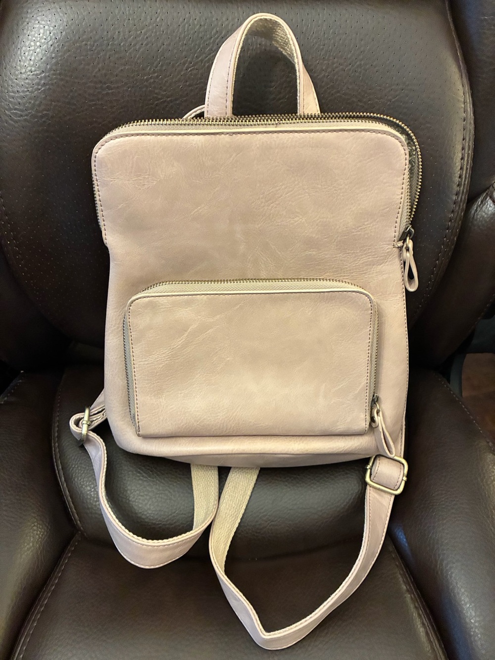 Light Pink Leather Mini Backpack